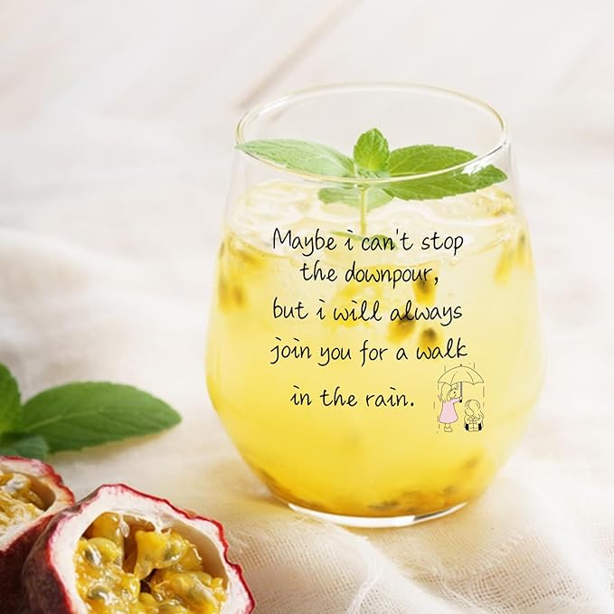 Friend Gifts for Women,Maybe I Can't Stop the Downpour,Get Well Self Care Inspirational Gifts for Friends,Sister,15 Oz Wine Glass