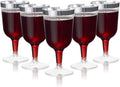 MATANA 24 Elegant Clear Hard Plastic Wine Glasses Silver Rim 6 oz - Sturdy & Reusable Glasses for Cocktails, Dessert - Birthdays, Weddings, Christmas, BBQ, Picnic, Parties, Bulk Pack