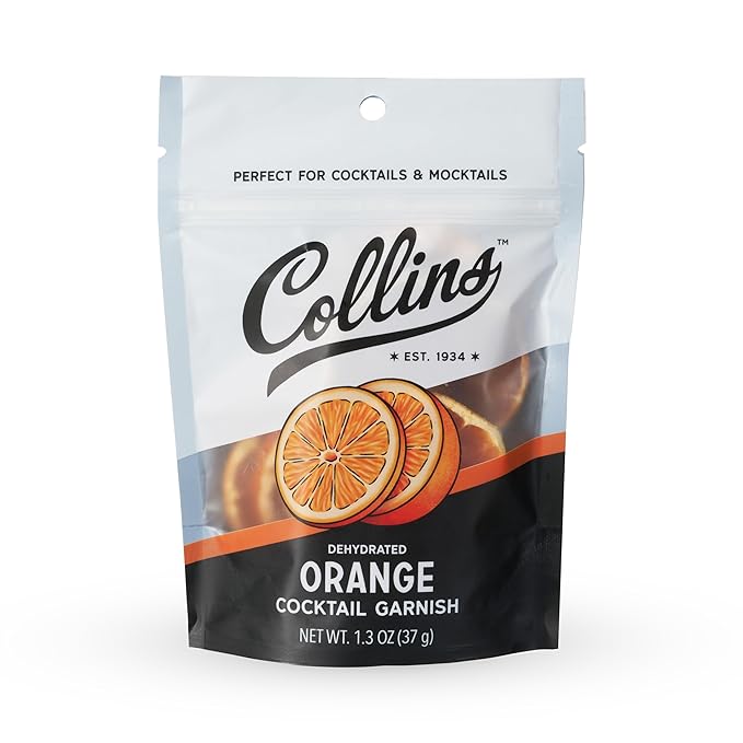 Collins Dehydrated Orange Cocktail Garnish Slices, 1.3 oz, Perfect for Old Fashioneds, Negronis, Mocktails & Desserts – Premium Drink & Food Garnish – 1.3 oz