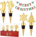 4 Pack Christmas Wine Stoppers, Alloy Xmas Wine Bottle Stoppers for Keeping Wine Fresh, Wine Accessories Gift for Hostess, Christmas Bottle Corkers, Winter Decor Bottle Stopper, Holiday Party Supplies