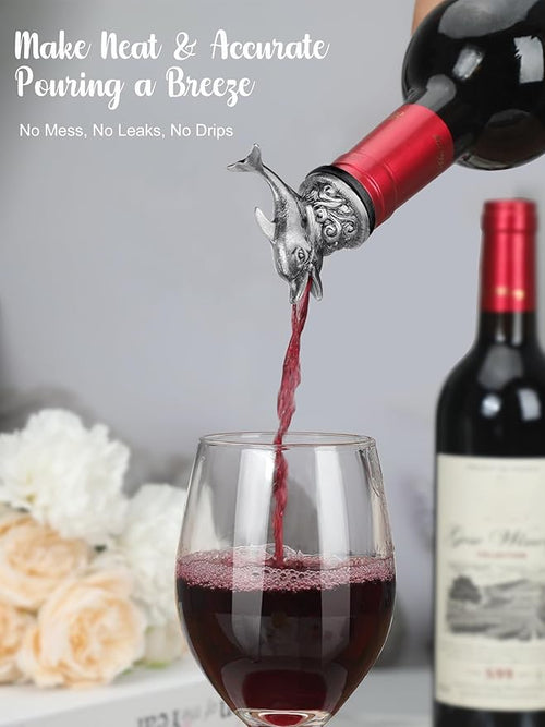Animal Wine Pourer Spout, Drip Free Bottle Pourer & Stopper for Wine and Liquor Bottles, Funny Gift for Men, Dad, Hostess and Housewarming, Bar Cart Accessory for Holiday Party Decor, Multiple Animal