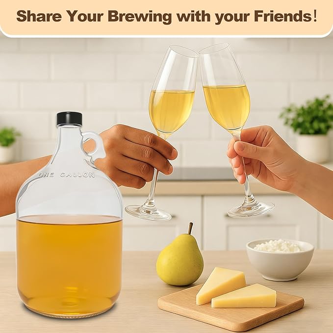 Complete Mead Making Kit for Beginners – 1 Gallon Glass Carboy Fermentation Set, Includes Airlock, Hydrometer, Auto Siphon & 4 Bottles – Easy Home Brewing Starter Kit for Mead, Wine & Fruit Wine