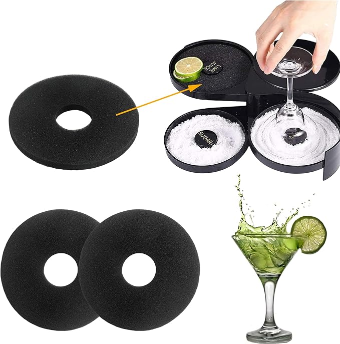 Bar Rimmmer Sponges(10PCS) Bartender Tool Replacement for Glass,Margarita Salter,Salt Trays,Cocktails