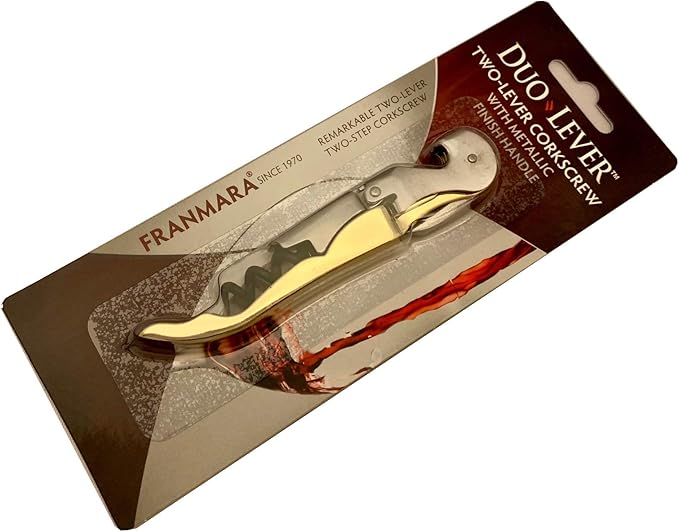 Duo Lever Corkscrew Gold Plated Handle Non-stick Coated Spiral