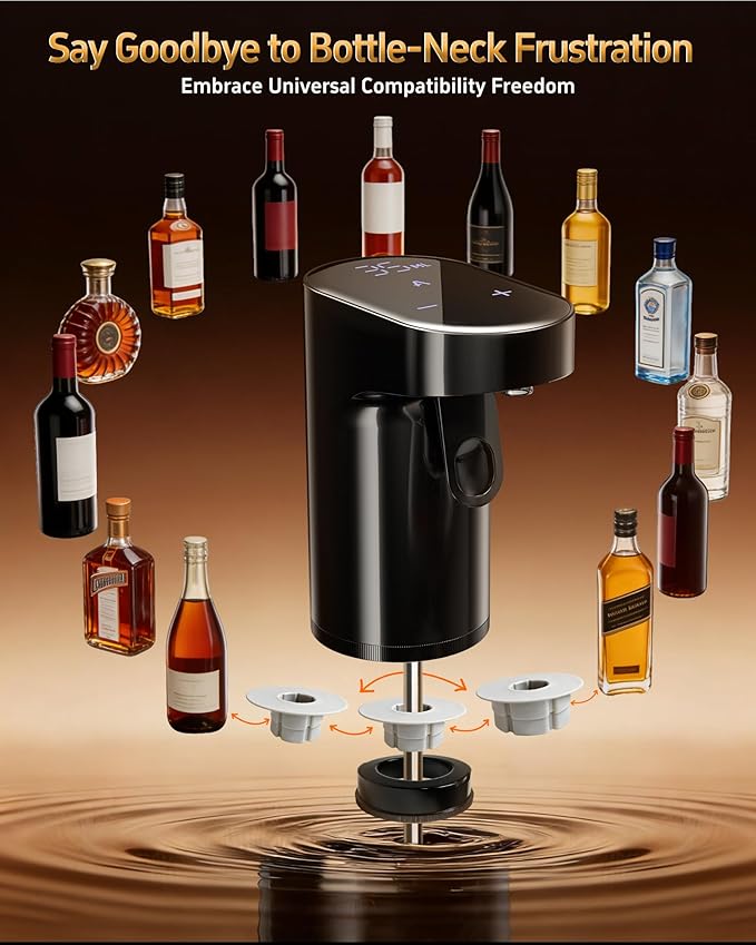 Fathers Day Gift | World Cup Viewing Party Supplies,Electric Whiskey & Cocktail Dispenser-Smart Pouring, Adjustable 1‑999ml Dosing, Rechargeable Battery, Ideal for Home Bars & Enthusiasts (Black)