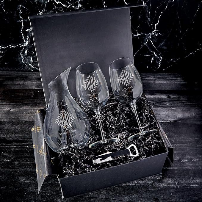 Personalized Wine Decanter and Wine Glass Set - 5 pc Luxury Wine Set, Custom Product
