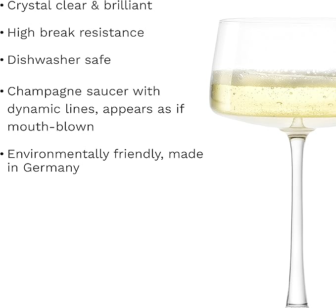 Stölzle Lausitz Champagne Coupes Power Set of 2, 9 1/4 oz – Elegant Crystal Glasses for Champagne, Sparkling Wine & Prosecco – Premium German Crystal Champagne Glasses – Dishwasher- & Shock-Resistant