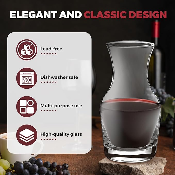 Jarsoph Set of 6 Single Serving Wine Carafe Individual Glass Decanter 6.5oz Mini Refill Decanters for Dinner Parties Tastings Bars Restaurants