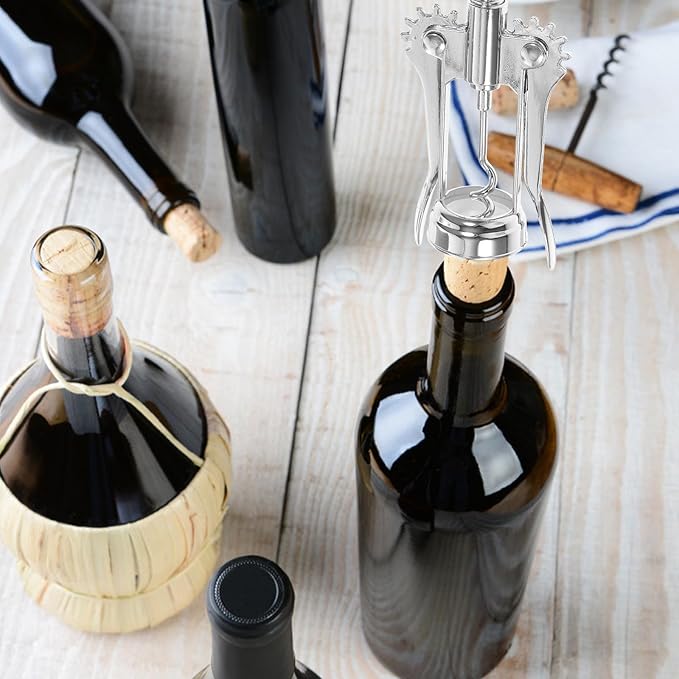Artibetter Wing Corkscrew Wine Opener Manual Bottle Opener Stainless Steel Versatile Bar Tool for Wine and Beer Bottles Silver