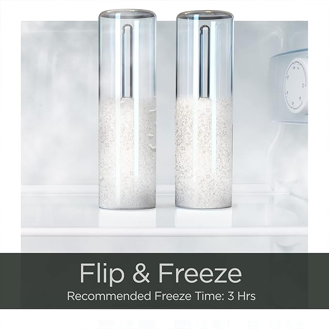 GALVANOX LèVale Gift for Couples - Freezable Champagne Flute Glasses - Double Walled Freezer Chilled Stemless Wine Glass with Ice Walls, 7 oz (Gift set of 2)