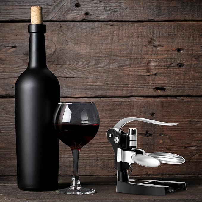 QWORK Wine Opener Set, 6-Piece with Corkscrew, Foil Cutter, Stopper, Aerator, Elegant Gift Box, Ideal Gift, Suitable for All, Effortless Handling,