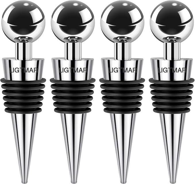 4Pcs Wine Saver Wine Stopper Wine Bottle Plug with Silicone Reusable Wine Corks, Expanding Beverage Bottle Stopper, Reusable Bottle Sealer Keeps Wine Fresh