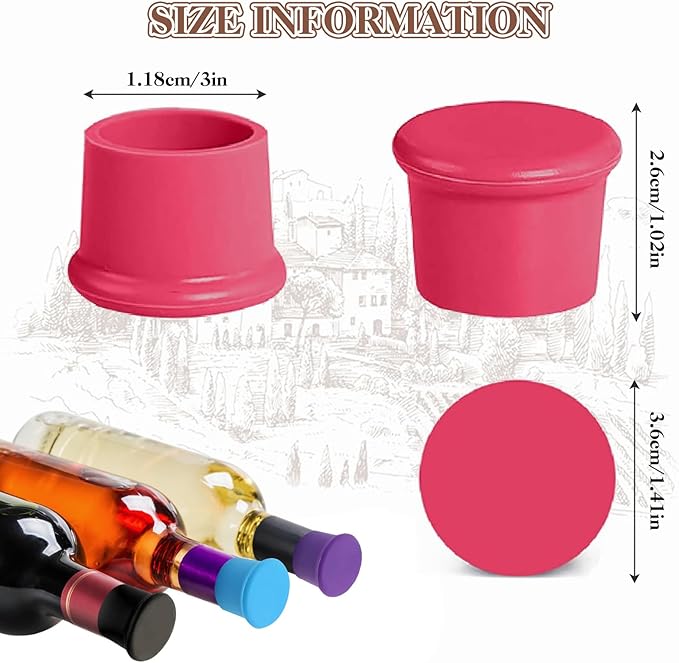 Silicone Wine Stopper, 8 Pcs Reusable Wine Bottle Stopper Caps Bottle Caps Seals to Keep Wine Fresh
