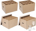 Feifeiya 4 Pack Wine Glass Moving Boxes Kitchen Moving Boxes with Handle Kitchen Kit with Lid for Dish Glassware(Brown,15 x 12 x 10 Inches)