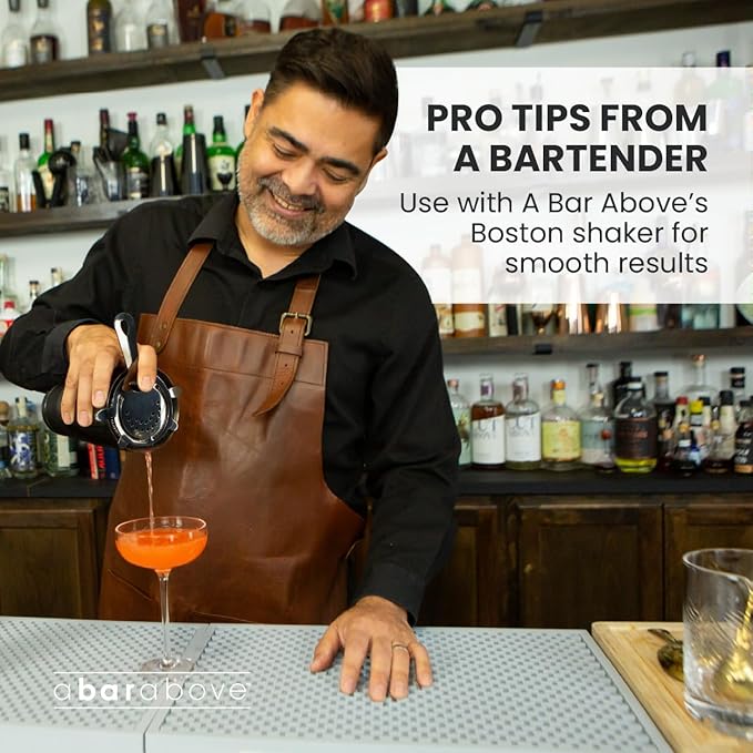 A Bar Above Cocktail Strainer, 4-Prong Bar Strainer with High Density Spring for Smooth Pouring, Fits Boston Shaker Tins and Mixing Glasses, Bar Essentials for Home Bartenders and Pros, Gold Finish
