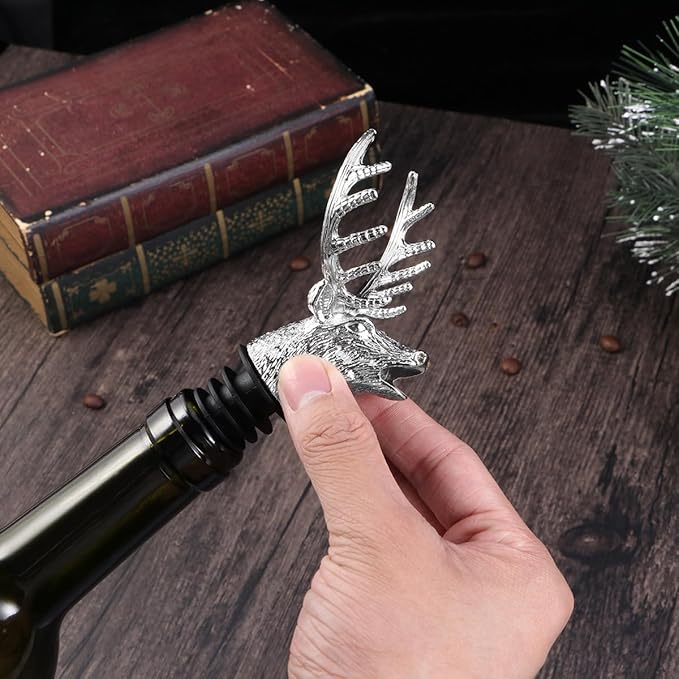 Amosfun Deer Head Wine Pourer Aerator with Silicone Neck – Drip-Free Pouring & Enhanced Aeration for Red Wine – for Bar, Party, Christmas Gift