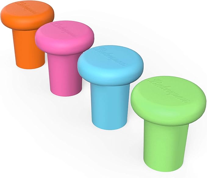 Bakerpan Silicone Wine Stoppers for Wine Bottles, Wine Bottle Stopper, Reusable Wine Corks - Set of 4
