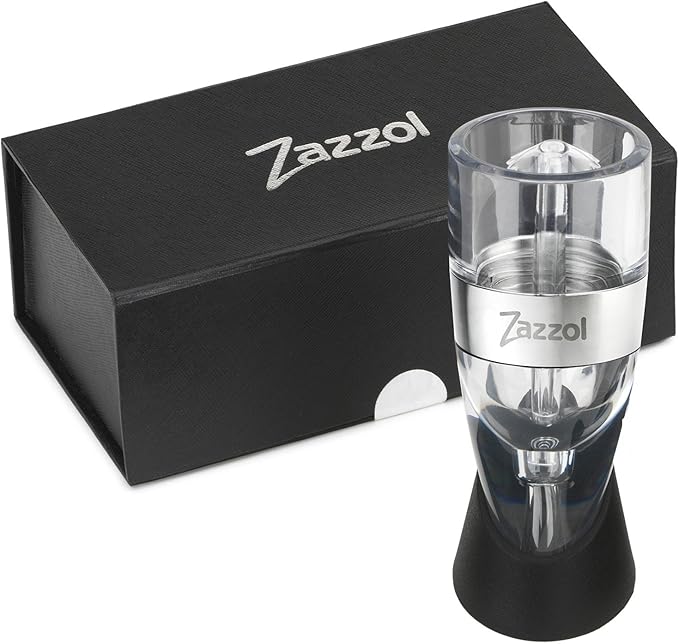 Zazzol Wine Aerator Decanter - Multi Stage Design with Gift Box - Recommended by Business Insider Luxury Aluminum Ring