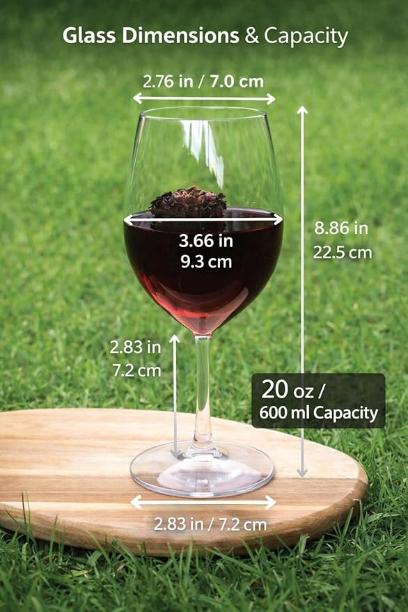 Unbreakable Stemmed Wine Glasses, 20 oz Large (Set of 4) – Shatterproof Tritan Plastic Goblets, BPA-Free & Dishwasher Safe, Elegant Wine Glasses for Indoor & Outdoor Use