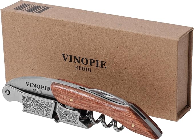 Grape Stem Design Stainless Steel Corkscrew and Foil Cutter - Wine Key Sommelier Knife
