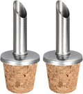 uxcell Stainless Steel Bottle Pourers, 2Pcs Olive Oil Spout Cork Design Wine Bottle Stoppers, Wine Pourers Liquor Pour Spouts for Pours Liquid, Wine, Vinegar, Most Liquor Bottles