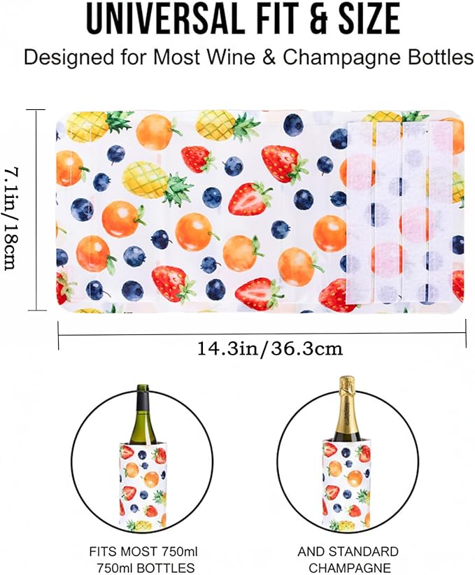 Active Wine Cooler, Freezer Sleeve, Quick Cooling, Keeps Drink Cold, 2 Packs