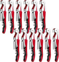 12 Pieces Professional Waiter Corkscrew Wine Openers,Red Wine Keys Opener Stainless Steel Hinges Serrated Foil Cutter for Restaurant Waiters, Sommelier, Bartenders (Red)