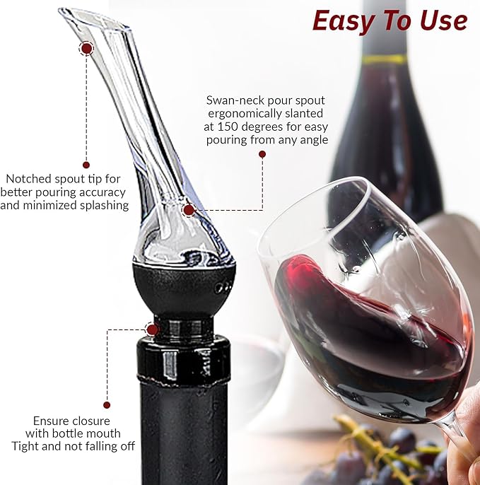 2 Pack Wine Aerator Pourer Spout，Red-Wine Bottle Aerator for Wine Gifts Accessories (Style-B)