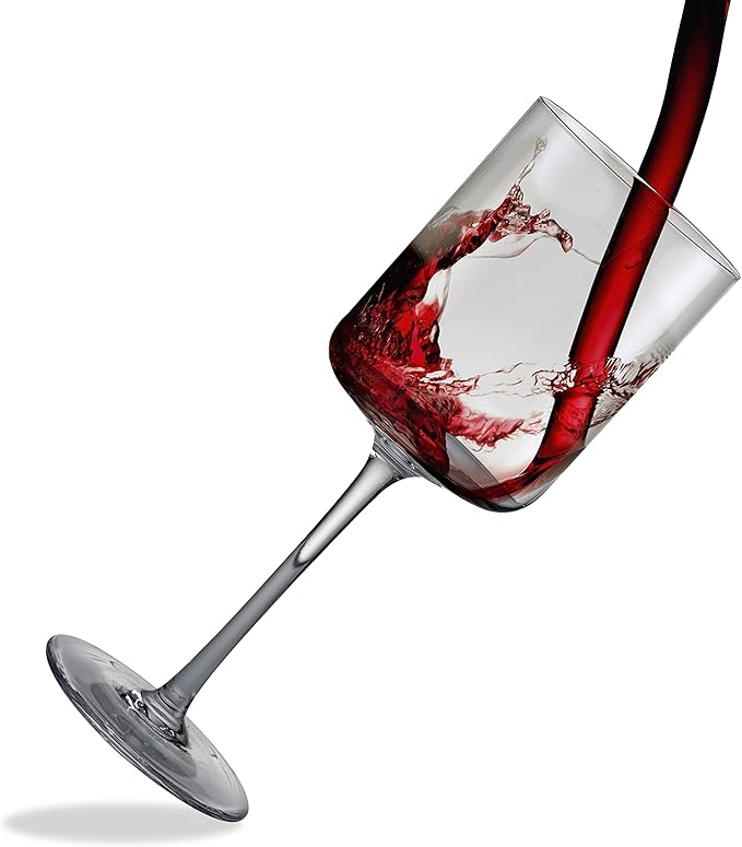 LEMONSODA Luxury Wine Glasses - Elegant Crystal Straight Edge Design - Enjoy Red or White Wine + Cocktails - 450ml (15oz) Lead-Free - Beautiful Housewarming Gift - Elegant Gift for Women (Set of 4)