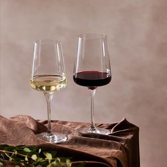 Krosno Red Wine Glasses | Elegant Design | Set of 6 | 16.9 oz | Infinity Collection | Ideal for Home, Restaurants and Receptions | Dishwasher Safe | Lead-Free Crystal Glass