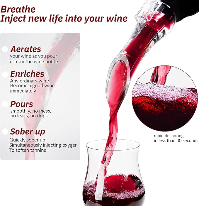 2 Pack Wine Aerator Pourer Spout，Red-Wine Bottle Aerator for Wine Gifts Accessories (Style-C)