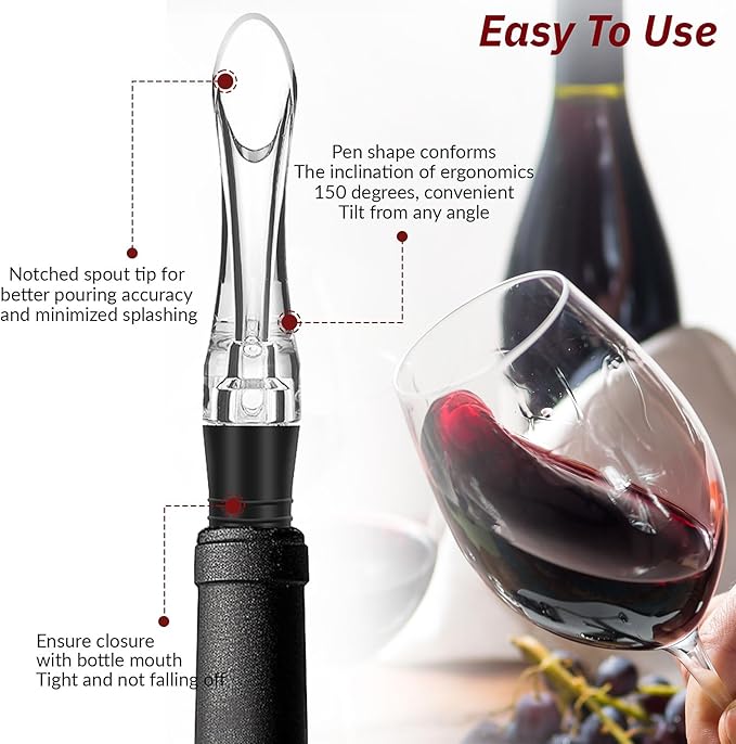 2 Pack Wine Aerator Pourer Spout，Red-Wine Bottle Aerator for Wine Gifts Accessories (Style-C)