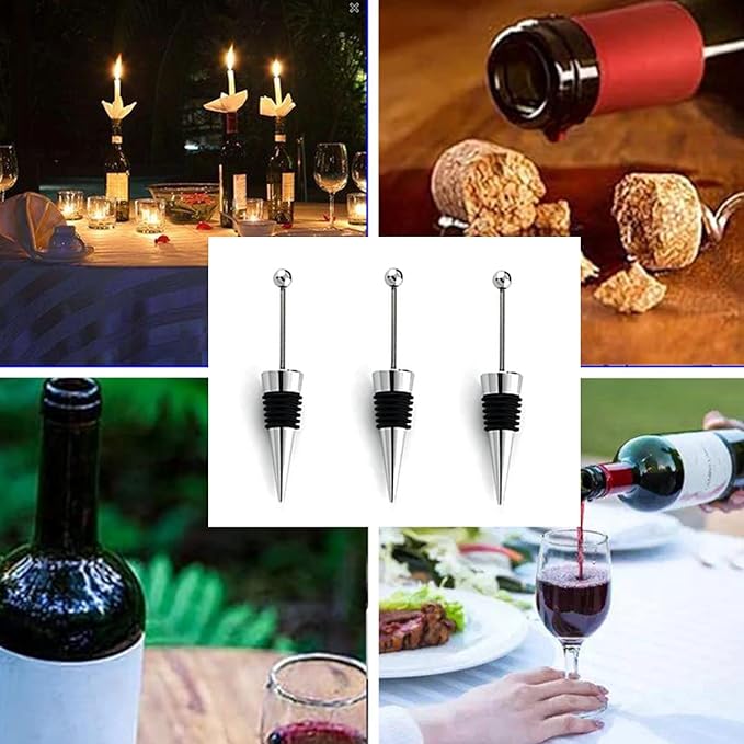 Wine Stopper Bottle Stopper, 50Pcs Stainless Steel Wine Stoppers, Reusable Wine Corks for Beverage, Silicone Wine Stopper For Gifts, Holiday Party, Wedding, Bar
