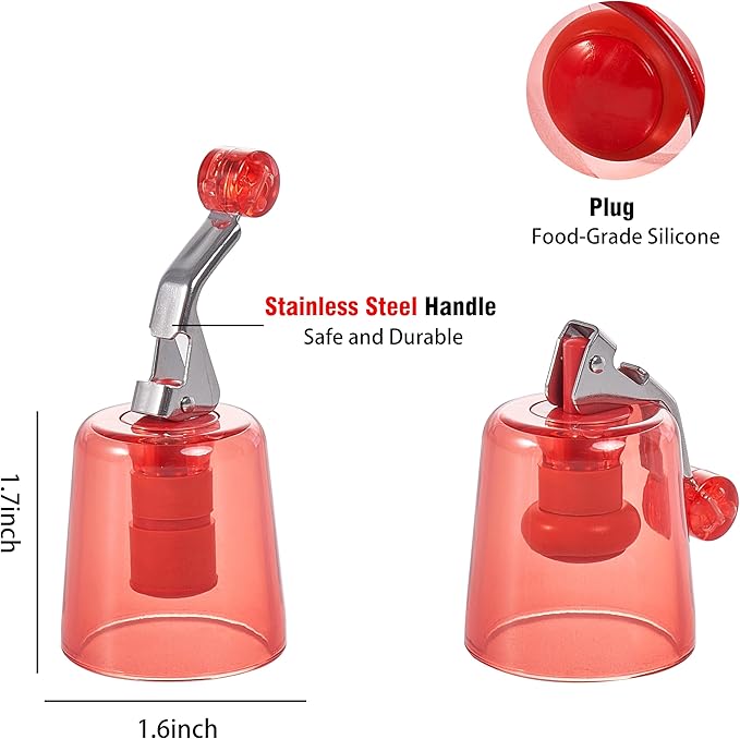 Wine Stopper 2Pack–Airtight Seal Keeps Wine Fresh for Up to 10 Days, Reusable Leakproof Bottle Stoppers for Red/White/Rosé Standard Bottles, Ideal Wine Saver Gift Set for Home, Bar&Party, Transparent
