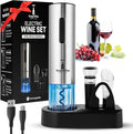 GrapeVibeEssentials 5-in-1 Electric Wine Opener gift Set – Rechargeable Automatic Wine Bottle Opener with Charging Base, Foil Cutter, Aerator Pourer & Vacuum Stoppers
