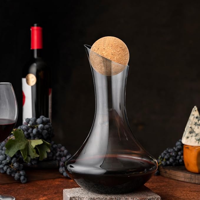 2.4inch Wine Cork Ball Wooden Cork Ball Stopper for Wine, Glass Decanter Stopper 2 Pieces, Decanter Stopper Replacement for Wine Carafe Decanter Bottle Replacement