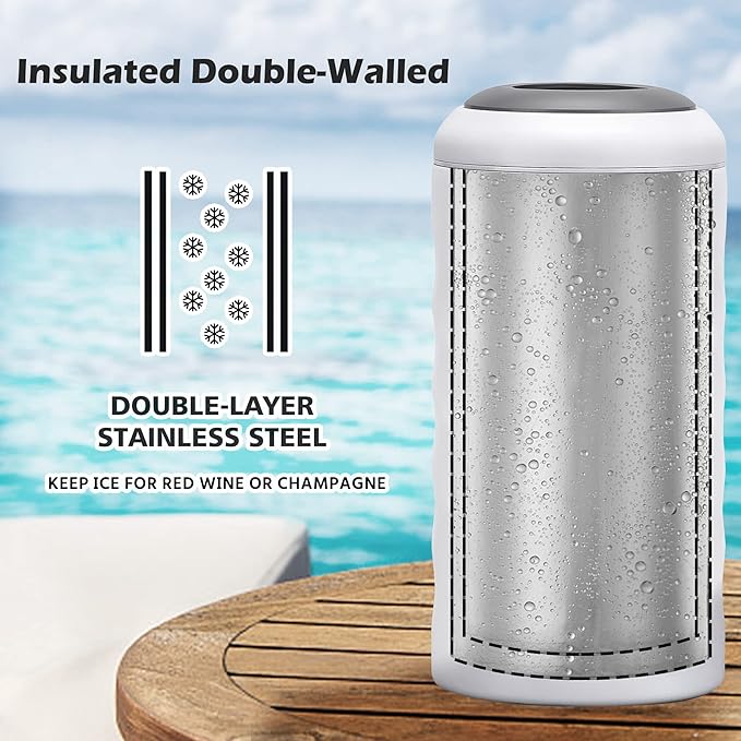 Wine Chiller Single Bottle Stainless Steel Iceless Cooler insulated Wine Bottle Keep Wine Cold up to 6 Hours Fits Most Wine Bottles Gift for Wine Lovers Rapid and Portable