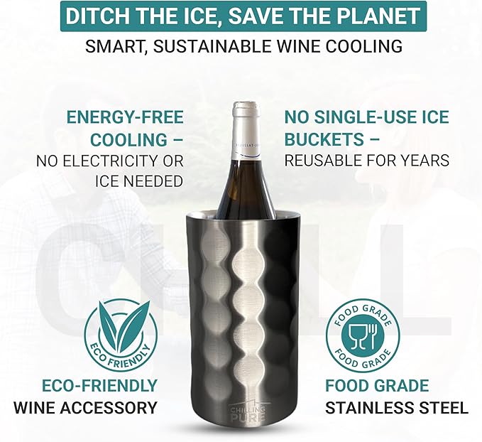 Vacuum Insulated Stainless Steel Wine & Champagne Bottle Cooler – Fits Most 750mL Bottles, Keeps Drinks Chilled for Hours (White)