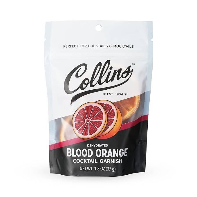 Collins Dehydrated Blood Orange Cocktail Garnish Slices, 1.3 oz – Perfect for Negronis, Margaritas, Mocktails & Desserts – Premium Drink & Food Garnish – 1.3 oz