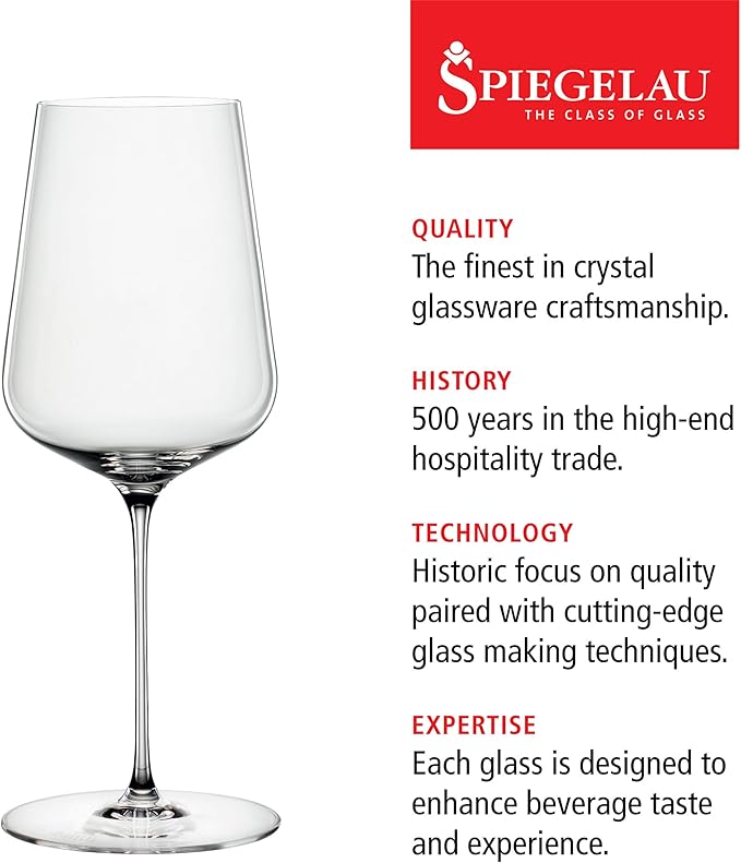 Spiegelau Definition Crystal Universal Wine Glasses for Red and White Wines, Durable Drinking Glasses for Housewarming, Birthday Party, Wedding Gifts, Home Bar, Elegant Glassware, 19 oz, Set of 2