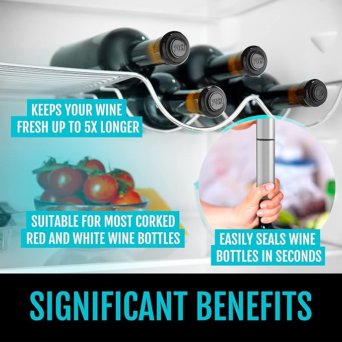VINVOLI Wine Preserver Set - Deluxe 2026 Wine Vacuum Pump with 2 Reusable Wine Stoppers - Wine Sealer and Wine Saver to Keep Wine Fresh Longer - Professional Quality for Wine Lovers and Sommeliers
