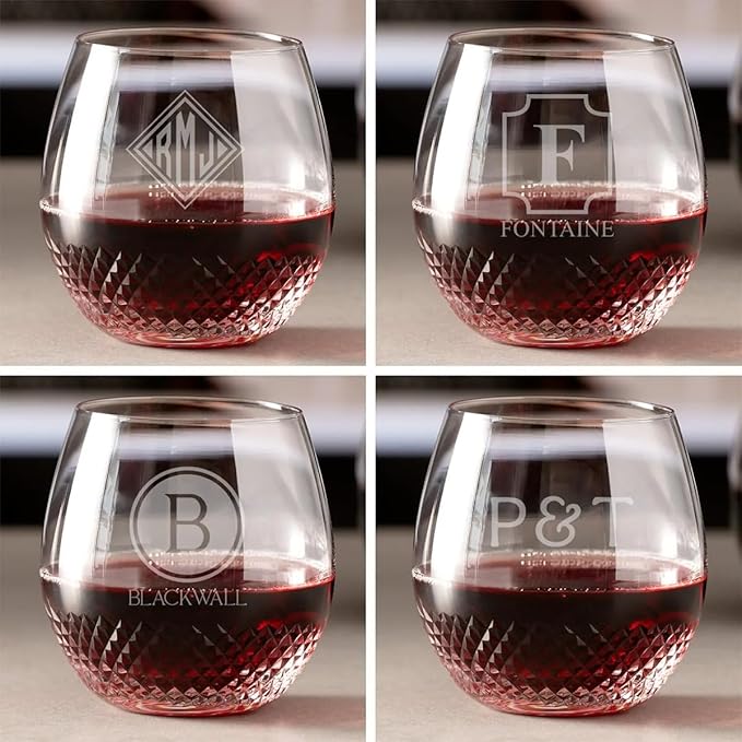 Avignon Custom Crystal Wine Glass Stemless - Personalized Stemless Wine Glass