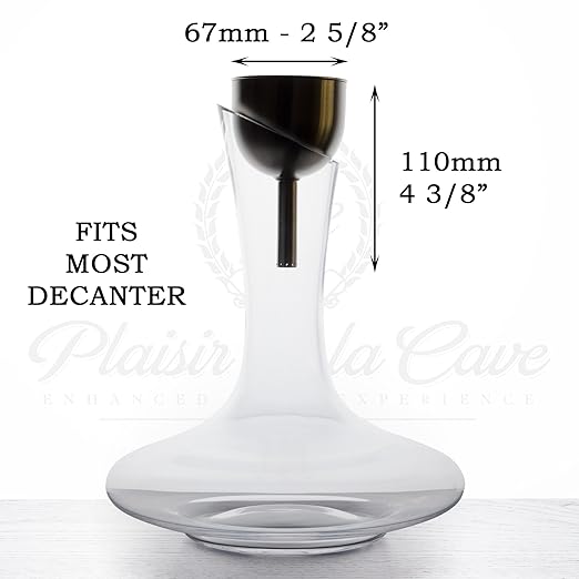 3in1 Steel Funnel with Strainer (Wine Shower + Aerator + Filter + Storage Stand) - Improves Wine & Clears Residues