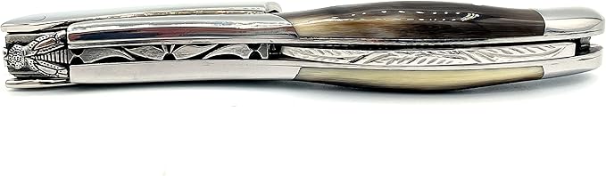 Laguiole En Aubrac Sommelier No 9 DeLuxe Waiter's Corkscrew, Solid Horn Handle, Wine Opener With Foil Cutter & Bottle Opener | Special Crafting Along The Luxury Corkscrew