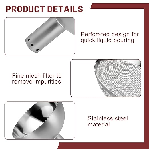 Wine Aerator Funnel with Sediment Strainer, Stainless Steel Wine Decanter with Filter, Wine Shower Funnel, Gift for Wine Lover (Silver)