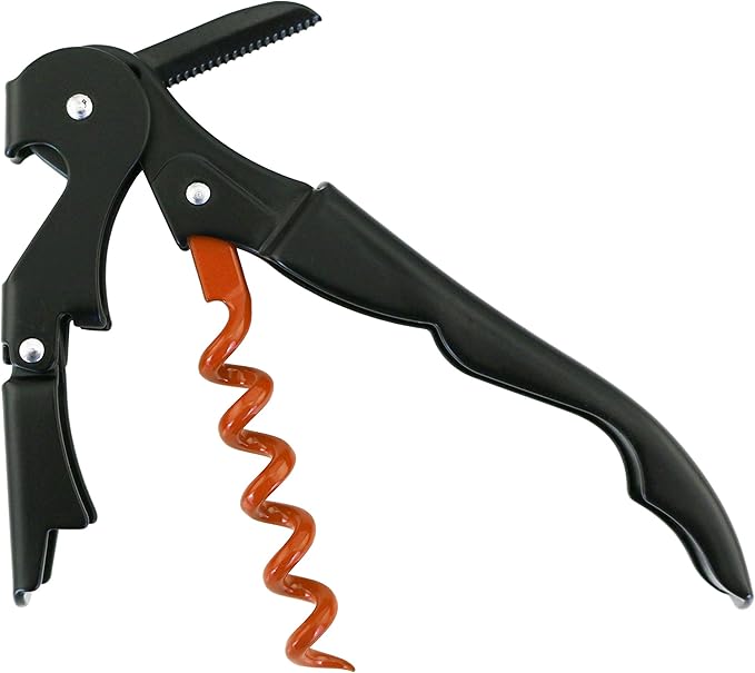 Oenophilia Duo-Lever Professional Waiters Corkscrew - Elixir Black with Tangerine Spiral Worm