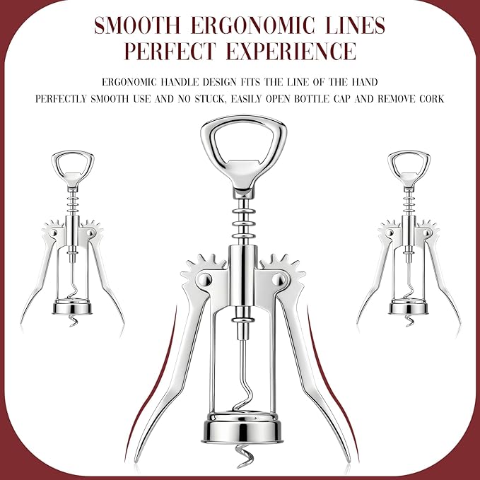 Hushee 10 Pcs Wine Bottle Opener, Zinc Alloy Wing Corkscrew Heavy Duty, Multifunctional Wine Corkscrew for Kitchen, Restaurant, Bar, Waiters, Ideal for Wedding Shower Party Favors, Event Gifts
