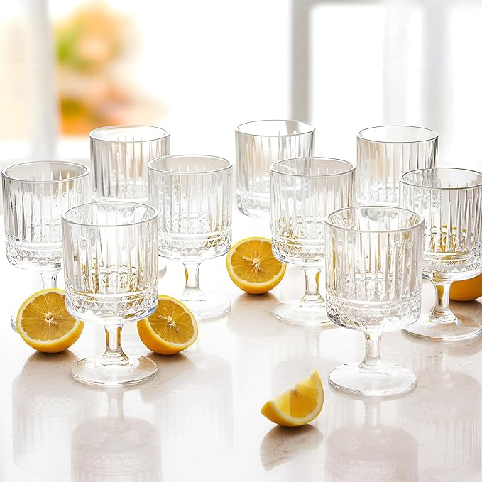 FillTouch 48 Pcs Mini Wine Glasses Bulk, 7.5 oz Small Acrylic Goblets Set, Unbreakable Clear Wine Cups Bulk Cocktail Glasses for Mother's Day Wedding Birthday Guest Graduation Party Supllies (Rhombus)