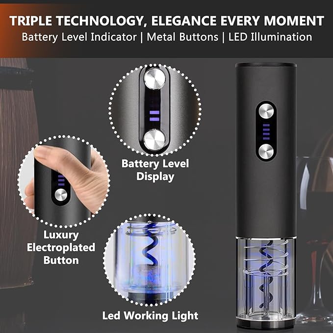 Electric Wine Bottle Opener - NUCOKRS Corkscrew Remover Easy to Use for Wine Lovers Home Kitchen Party Wedding