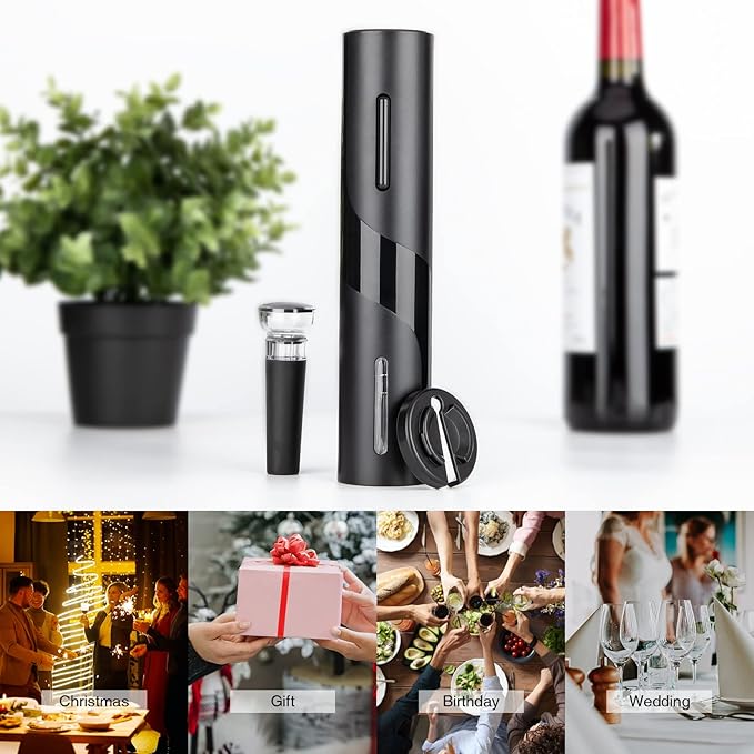 mafiti Wine Opener Battery Operated, Automatic Electric Wine Bottle Opener with 2 in 1 Wine Stopper and Portable Corkscrew Foil Cutter, Wine Gifts for Women Men